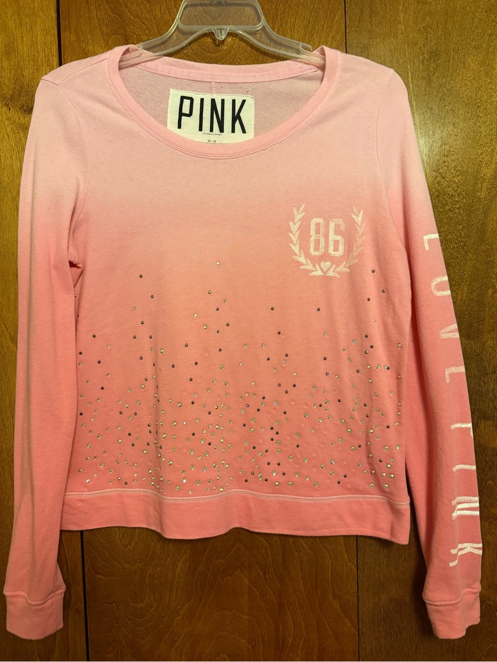 PINK Victoria's Secret Pink Ombre Crewneck Sweatshirt with Rhinestones